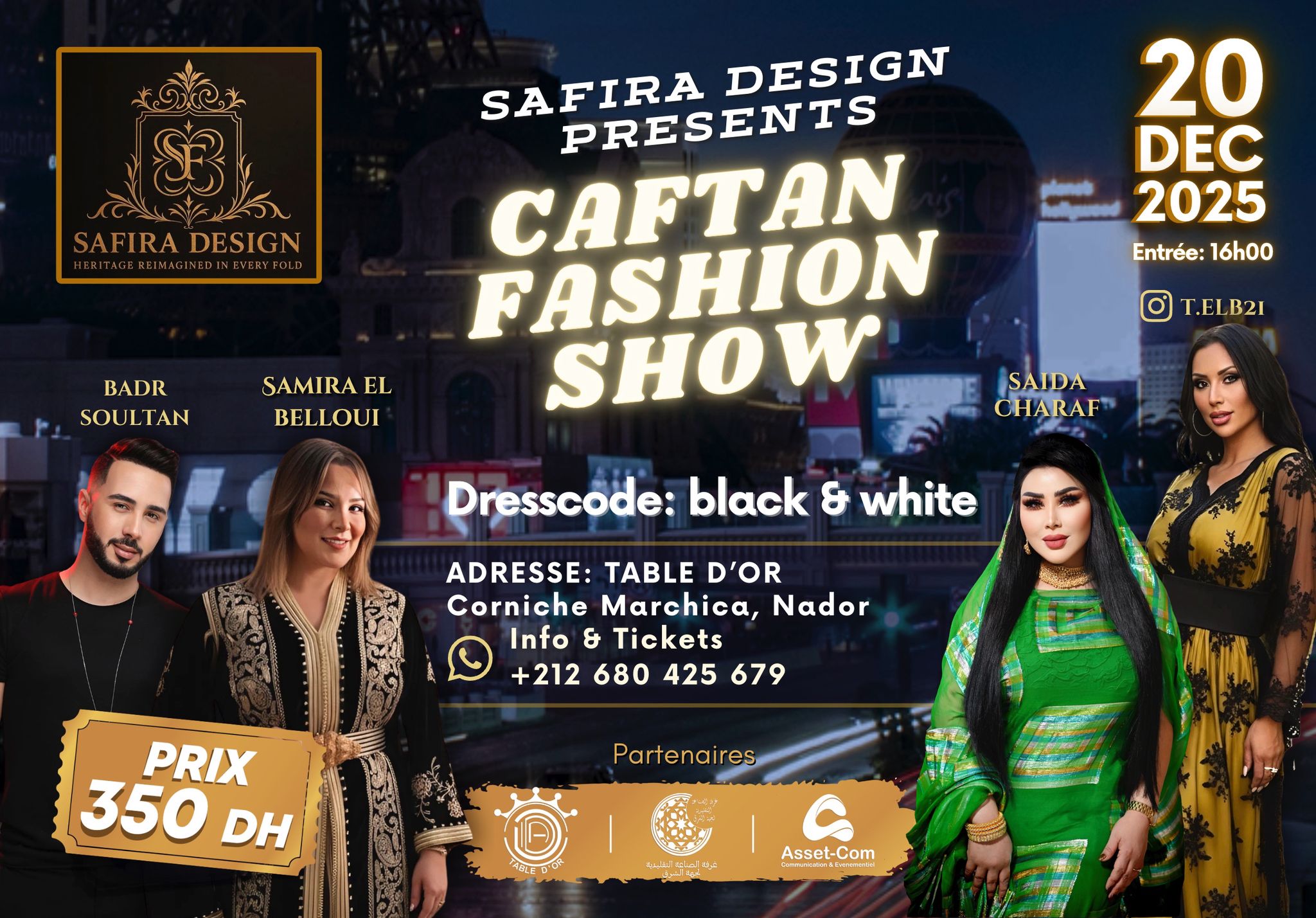 سعيدة شرف وبدر سلطان يحييان ليلة القفطان المغربي بالناظور.. الحفل من إبداع ابنة زايو كريمة بوشاوني