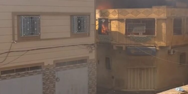 اندلاع حريق مهول بأحد المنازل بمدينة وجدة واستنفار عناصر الوقاية المدنية +صور